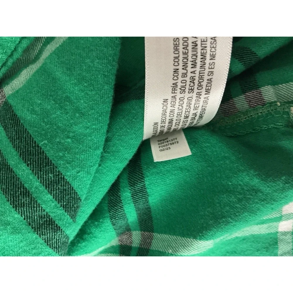 Wondershop Green Plaid Pajama Top Button Front Women's 1X Cotton